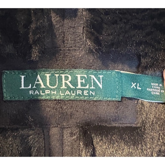 Lauren Ralph Lauren Womens Black Faux Suede Fur Collar Drape Serpa Vest Size XL - Picture 3 of 5